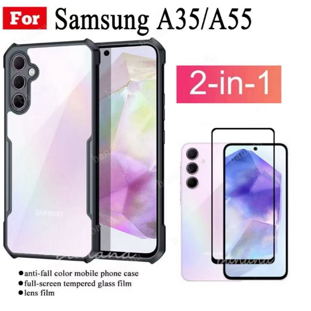 เคสขอบสี หลังใส สำหรับ Samsung A07 A17 S25FE A56 A36 A26 A16 A06 A55 A35 A25 A15 A05 A05S A54 A34 A24 A14 S23FE S24FE