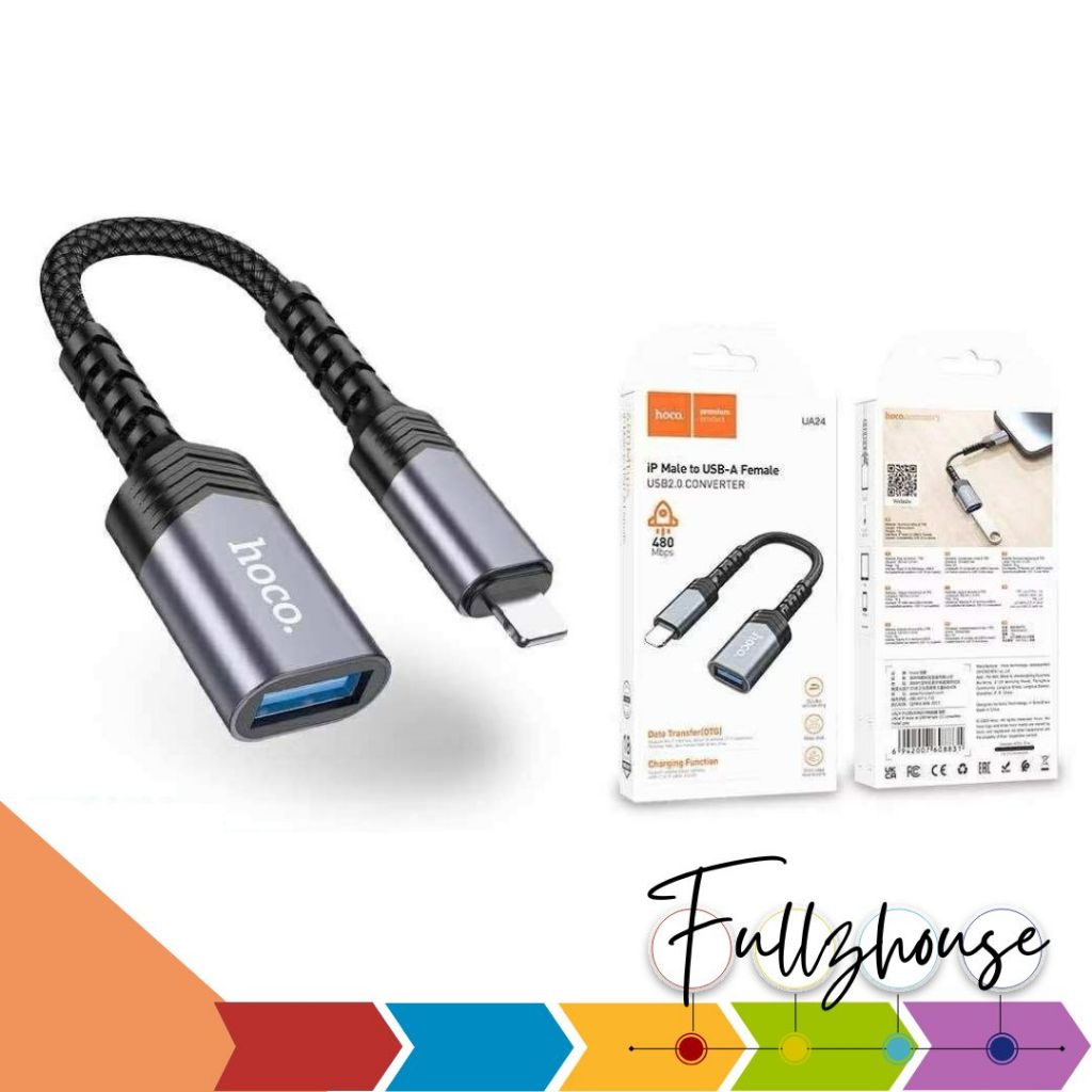 จัดส่งด่วน Hoco UA24 อุปกรณ์แปลงสัญญาณ Adapter for Light ning to USB-A female USB2.0