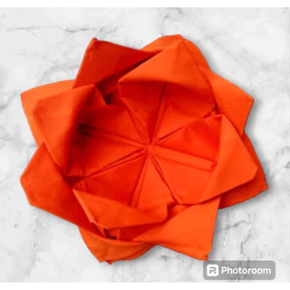 ผ้าพับดอกบัว เข้าพรรษา บัว สีทอง สีพระราช ขนาด 75*75เซนติเมตร/ ผ้าขาว 90*90เซนติเมตร