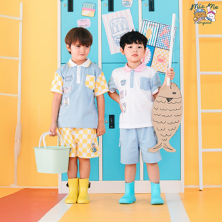 Mix Me เสื้อโปโล ทรงโอเวอร์ไซส์ กางเกงขาสั้น ลายปลา(Fish) ผ้…