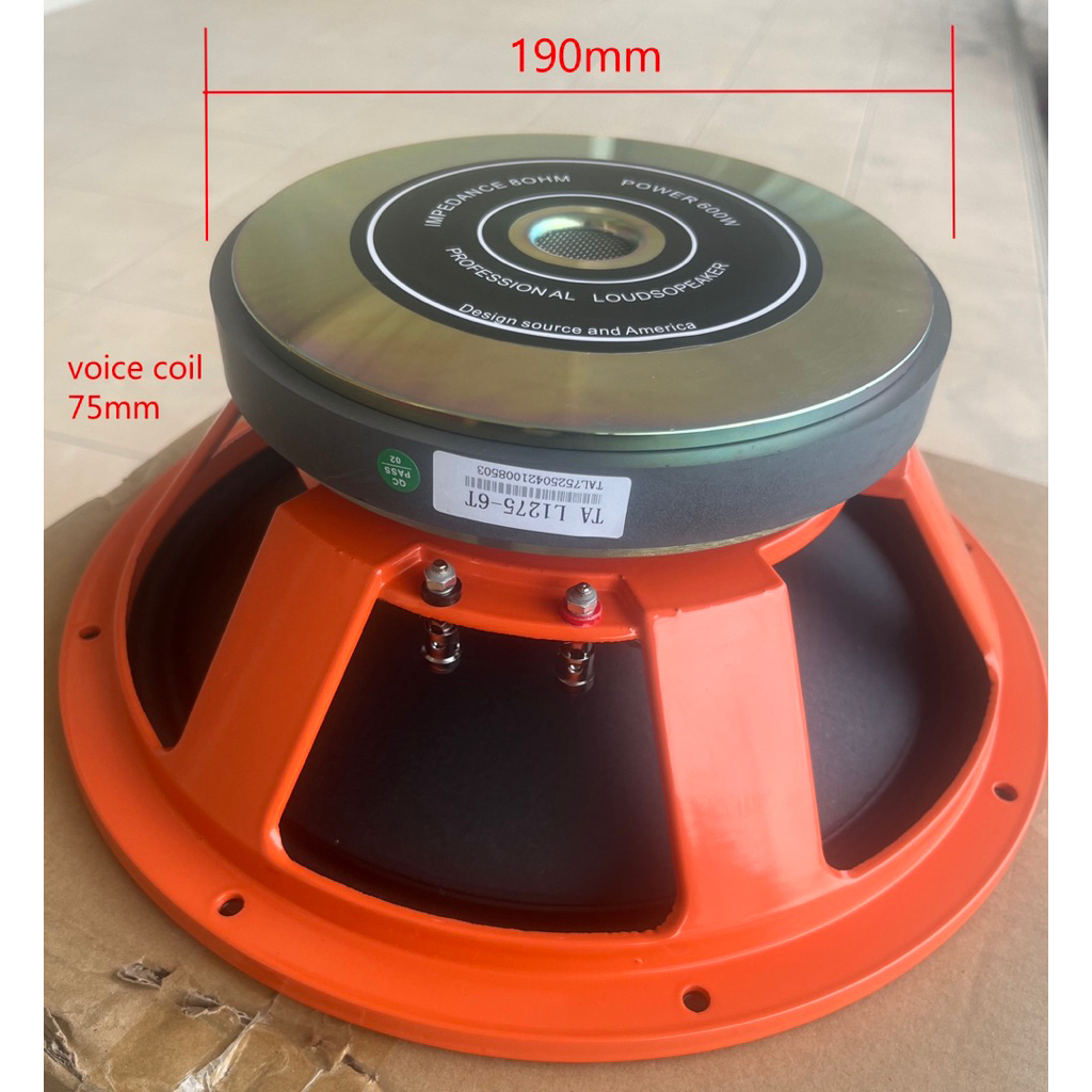 12 นิ้ว TA L1275-6T ดอกลำโพง12" 8โอห์ม โครงหล่อ แม่เหล็ก190mm วอย3นิ้ว ทาโปร 12"