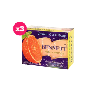 [ 3 กล่อง ] Bennett เบนเนท สบู่ วิตามินซีแอนด์อี ขนาด 130 กรัม (แพ็ค3 กล่อง) สีส้ม