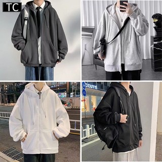 TC เสื้อกันหนาวสีพื้น เสื้อโค้ท เสื้อแจ็คเก็ตแขนยาวมีซิป เสื้อฮู้ด ใส่ได้ทั้งชายหญิงใส่ได้ทุกฤดู รุ่น2838