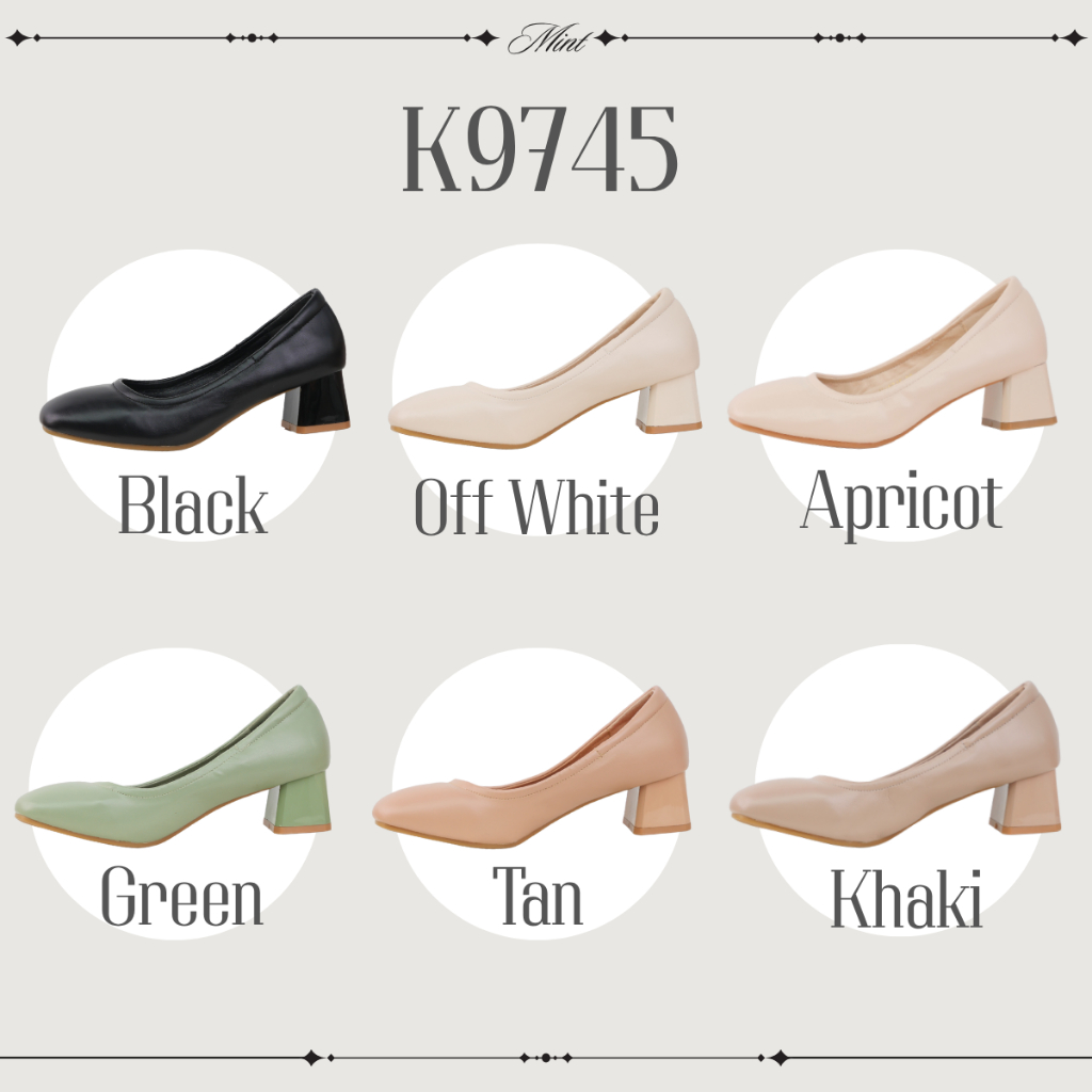 สินค้าพร้อมส่ง รหัสสินค้า K9745 รองเท้าคัทชูหัวตัด ส้นก้อน 2 นิ้ว นิ่มใส่สบายค่ะ