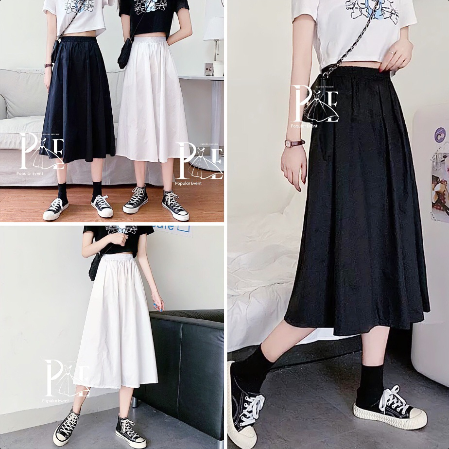 กระโปรงยาว เอวสูง จับจีบ สง่างาม สําหรับผู้หญิง Clothing Lady