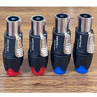 สเปคคอนลำโพงตัวผู้ แถบสี SPEAKON NL4FC NEUTRIK 4 PIN. หัวเหล็ก สวยงาม แข็งแรง ถอดประกอบง่ายด้วยปุ่มกดที่ใหญ่ขึ้น