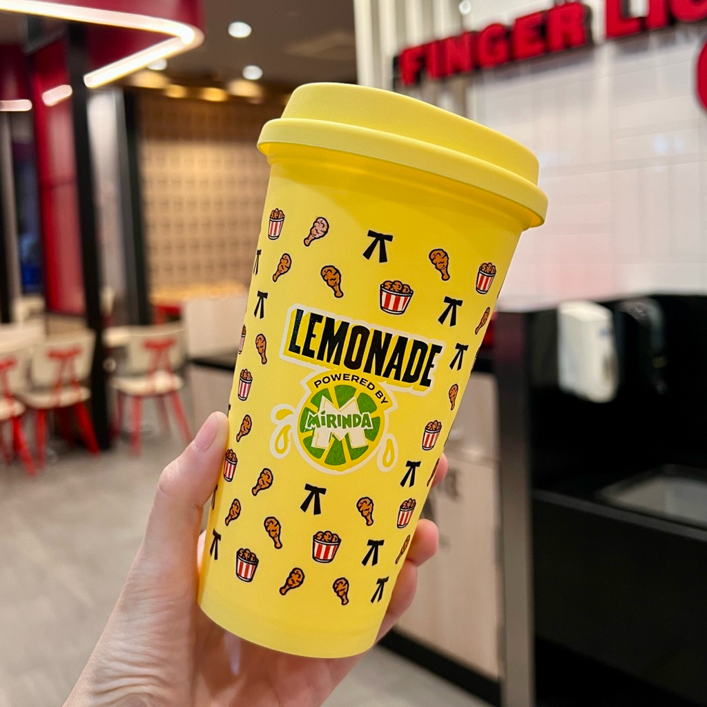 แก้วน้ำ KFC x Mirinda สีเหลืองลายน่องไก่ 🍗 ไซส์ 16 ออนซ์ พร้อมส่ง