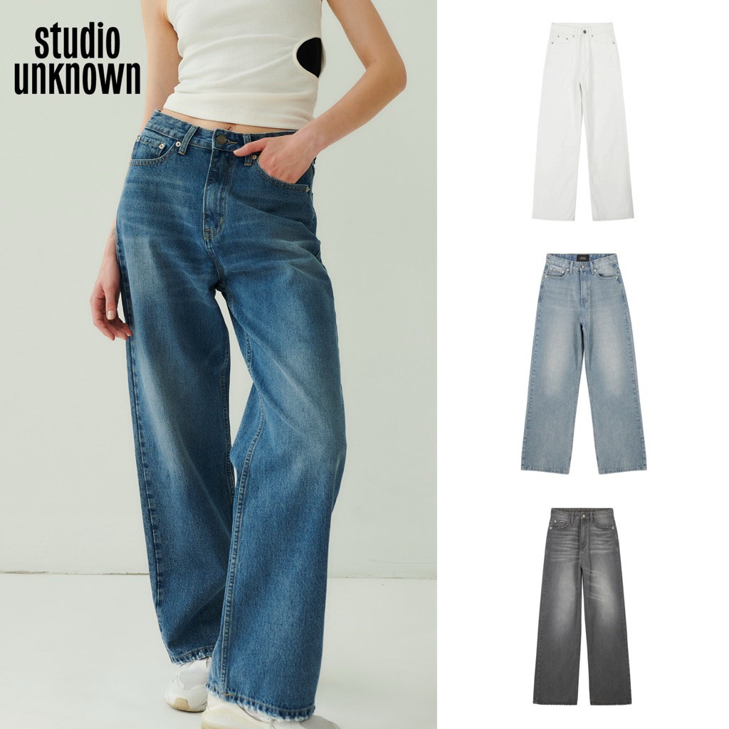STUDIO UNKNOWN - Benn Straight Jeans (S-3XL เอว24-35) กางเกงยีนส์ทรงตรงสามารถใส่พับข