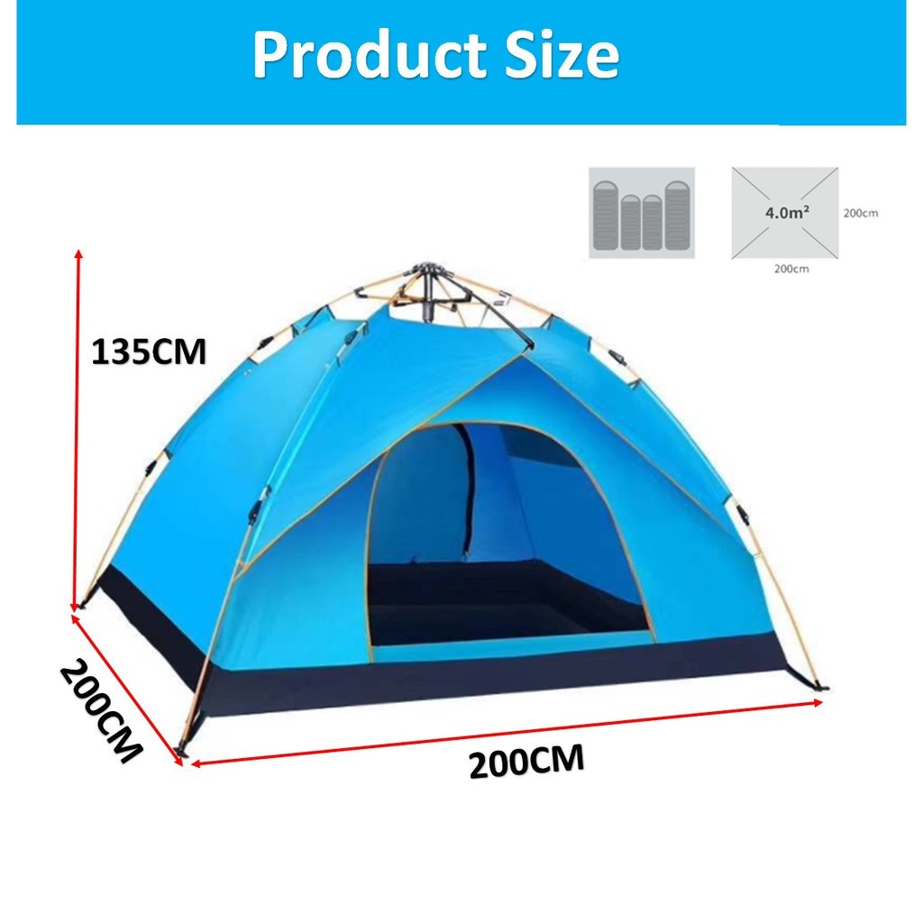 เต็นท์ออโต้ใหม่! เต็นท์แคมป์ปิ้ง2x2m กันUV สำหรับครอบครัว 3-4 คน ตั้งง่ายใน 1 นาที พกพาสะดวก กันแดด-กันน้ำ สุดคุ้มโปรโม - รูปที่ 3