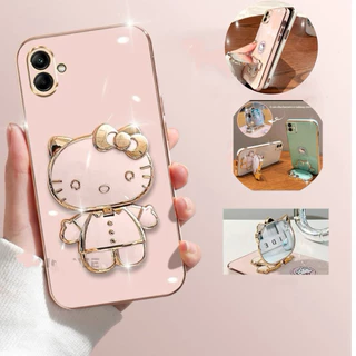 เคส ขาตั้งกระจก สำหรับ Samsung A07 A08 A06 4G 5G A05 A04 A03 คิตตี้ กระจก ขาตั้ง หมุนได้ 360 องศา ฝาหลัง แบบนิ่ม KKK