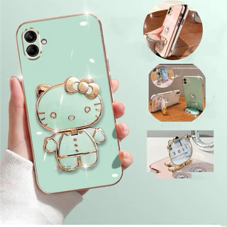 เคส ขาตั้งกระจก สำหรับ Samsung A07 A08 A06 4G 5G A05 A04 A03 คิตตี้ กระจก ขาตั้ง หมุนได้ 360 องศา ฝาหลัง แบบนิ่ม KKK
