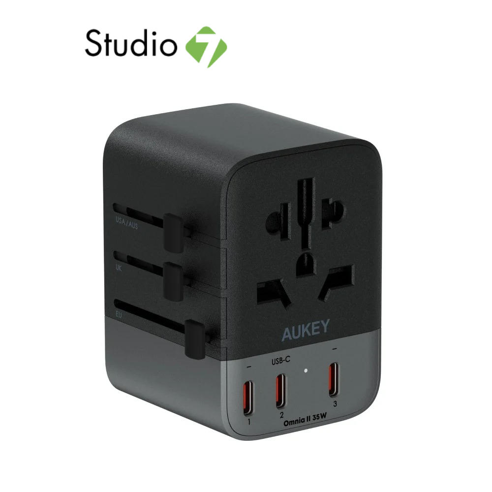 หัวแปลงปลั๊กไฟ AUKEY Travel Mate 35W GeN Universal Adapter with USB Ports (PA-TA07A) by Studio7