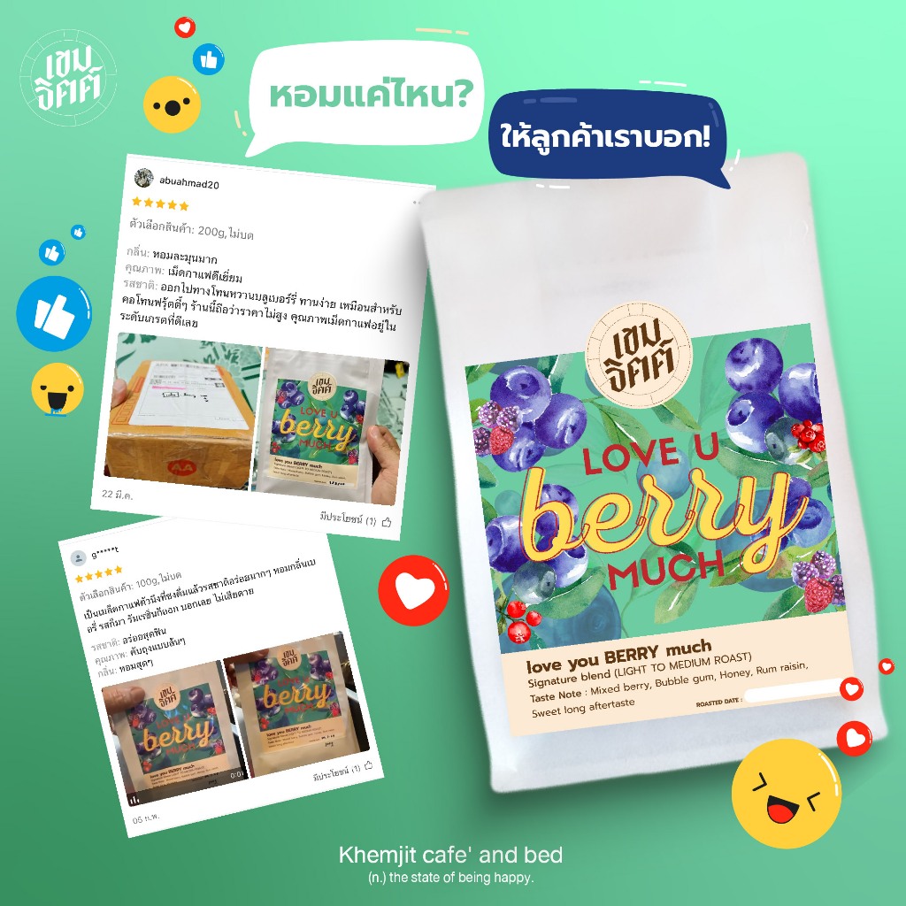 เมล็ดกาแฟคั่วอ่อน กลิ่นบลูเบอรี่ Love u berry much( light roast) กาแฟหอมกลิ่นบลูเบอร์รี่ - รูปที่ 3