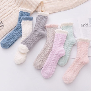 mayura_stores No.PZ98 ถุงเท้าขนนุ่มอุ่นๆ ลักษณะปุยคล้ายขนแกะ…