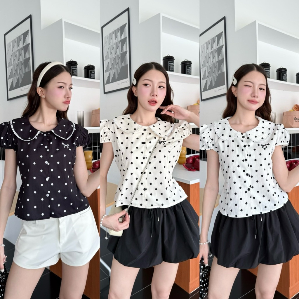 เสื้อคอบัว แขนตุ๊กตากระดุมหน้า ป้ายProd studio