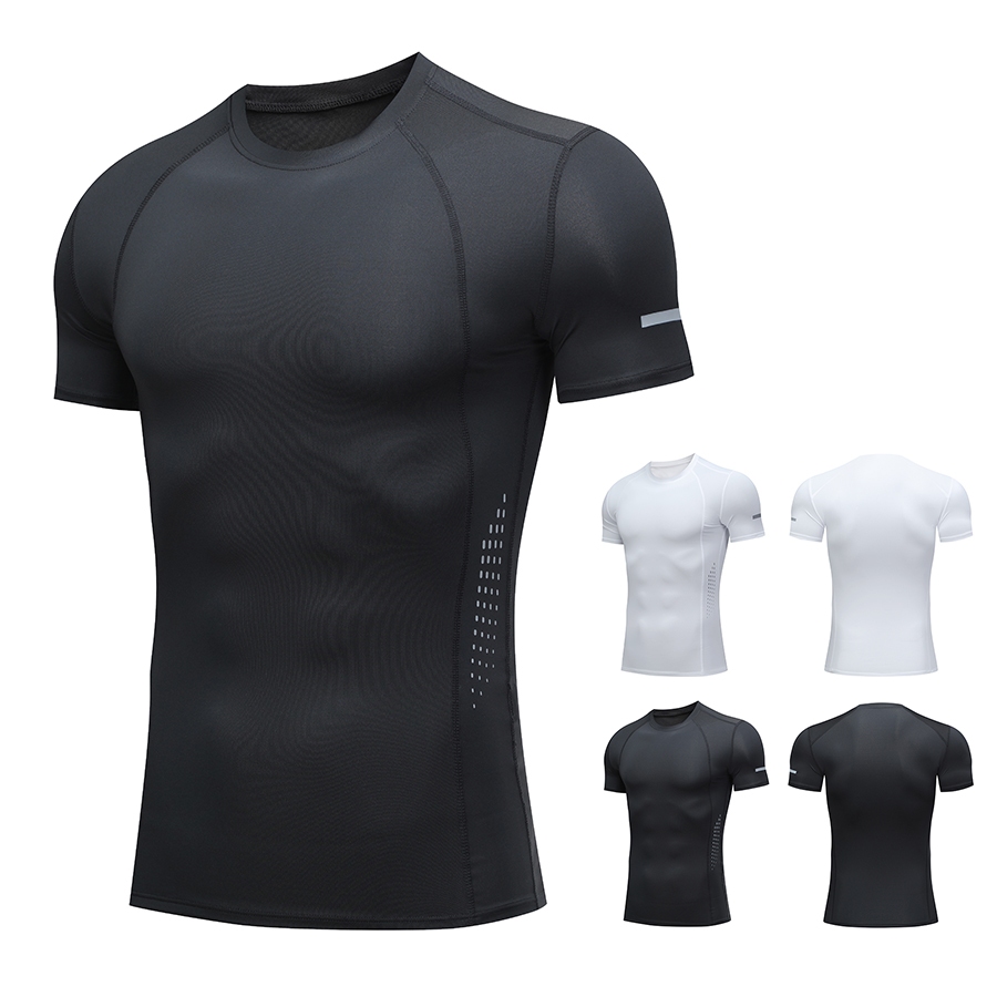 mvp sport เสื้อเชิ้ตแขนสั้นผู้ชาย เสื้อกีฬา เสื้อบีบอัด  PRO COMBAT โลโก้สะท้อนแสงบนแขนเสื้อ [กทม. พร้อมส่ง]