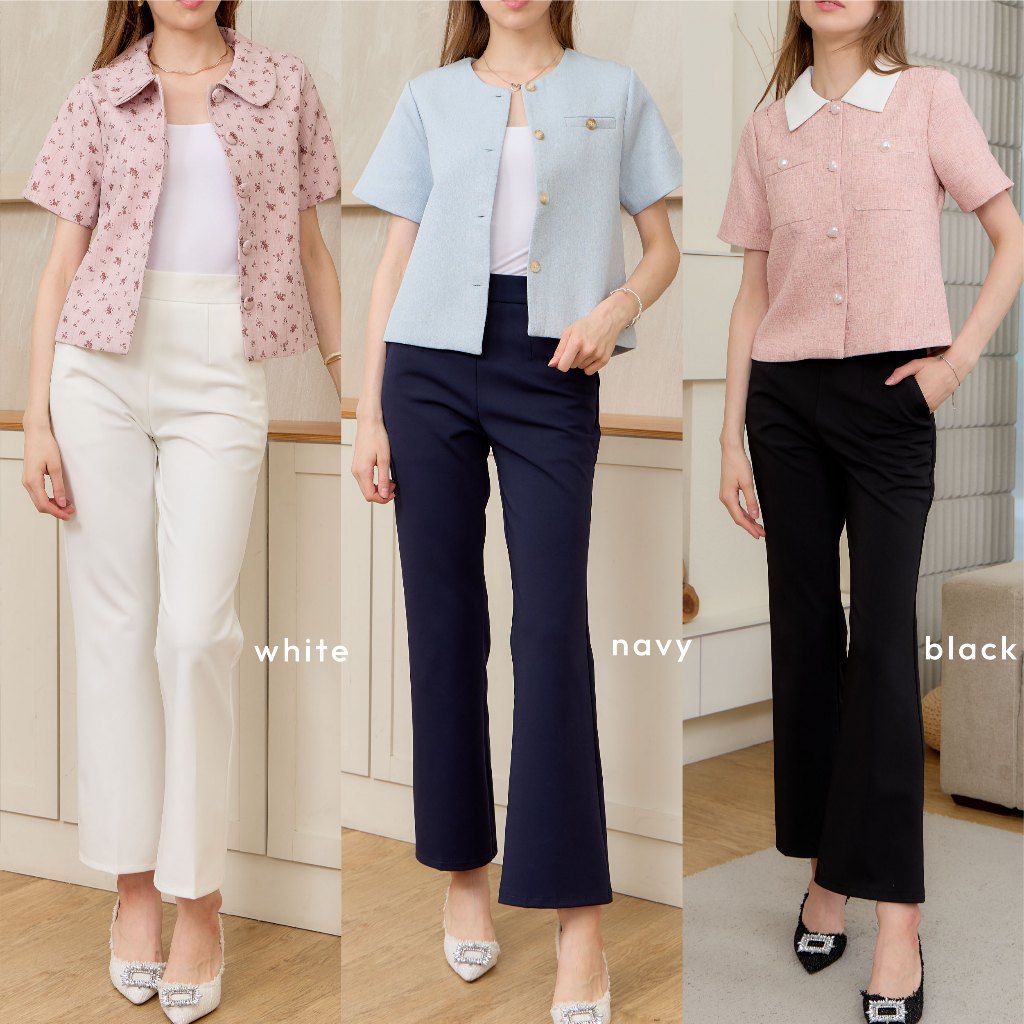 POI กางเกงทำงานขายาวขาม้าซิปข้างผ้าโรเชฟ มีให้เลือก 7 ไซซ์ S-4XL P002D6