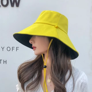 [W0074] หมวกบักเก็ตทูโทน ใส่ได้ 2 ด้าน ถอดสายได้ ทรงสวย ผ้าหนา Bucket hat หมวกกันแดด แฟชั่นผู้หญิง