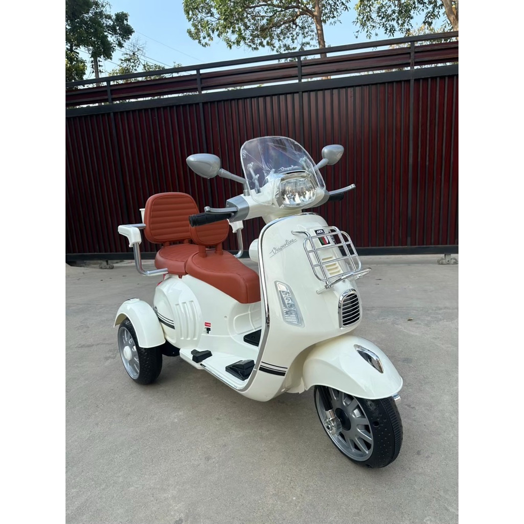 ⭐️คันใหญ่3-8ขวบ⭐️  รถแบตเตอรี่เด็กนั่ง รถไฟฟ้าเด็ก รถเด็กนั่ง ทรงเวสป้ามีเบาะซ้อน 2มอเตอร์แรงส์ no.4087 - รูปที่ 3