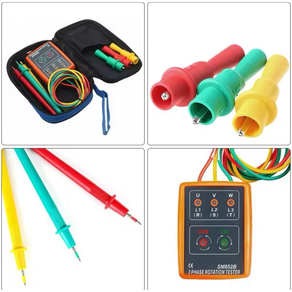 มิเตอร์วัดเฟสไฟฟ้า เครื่องวัดเฟสไฟฟ้า 3เฟส แสดงผลด้วยไฟ LED รุ่น SM852B Indicator Detector Meter 3Ph