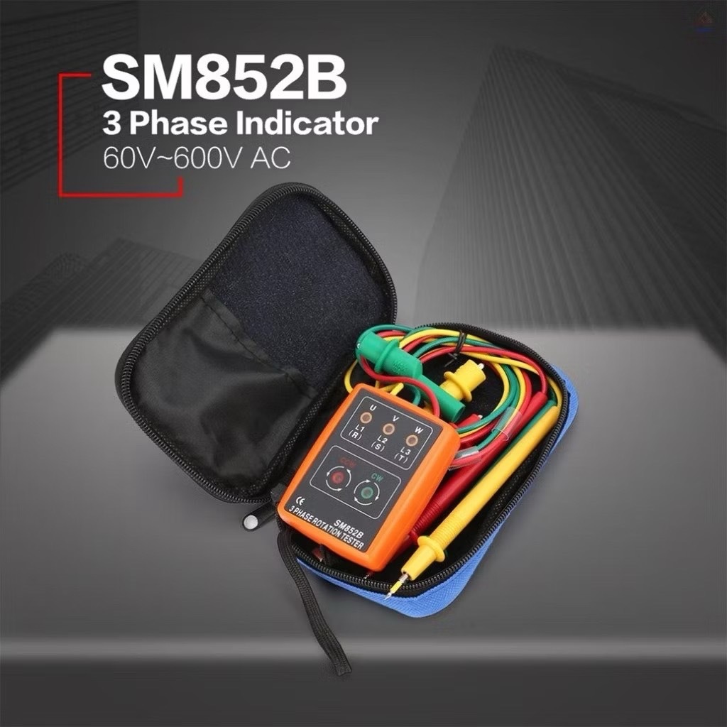 มิเตอร์วัดเฟสไฟฟ้า เครื่องวัดเฟสไฟฟ้า 3เฟส แสดงผลด้วยไฟ LED รุ่น SM852B Indicator Detector Meter 3Ph