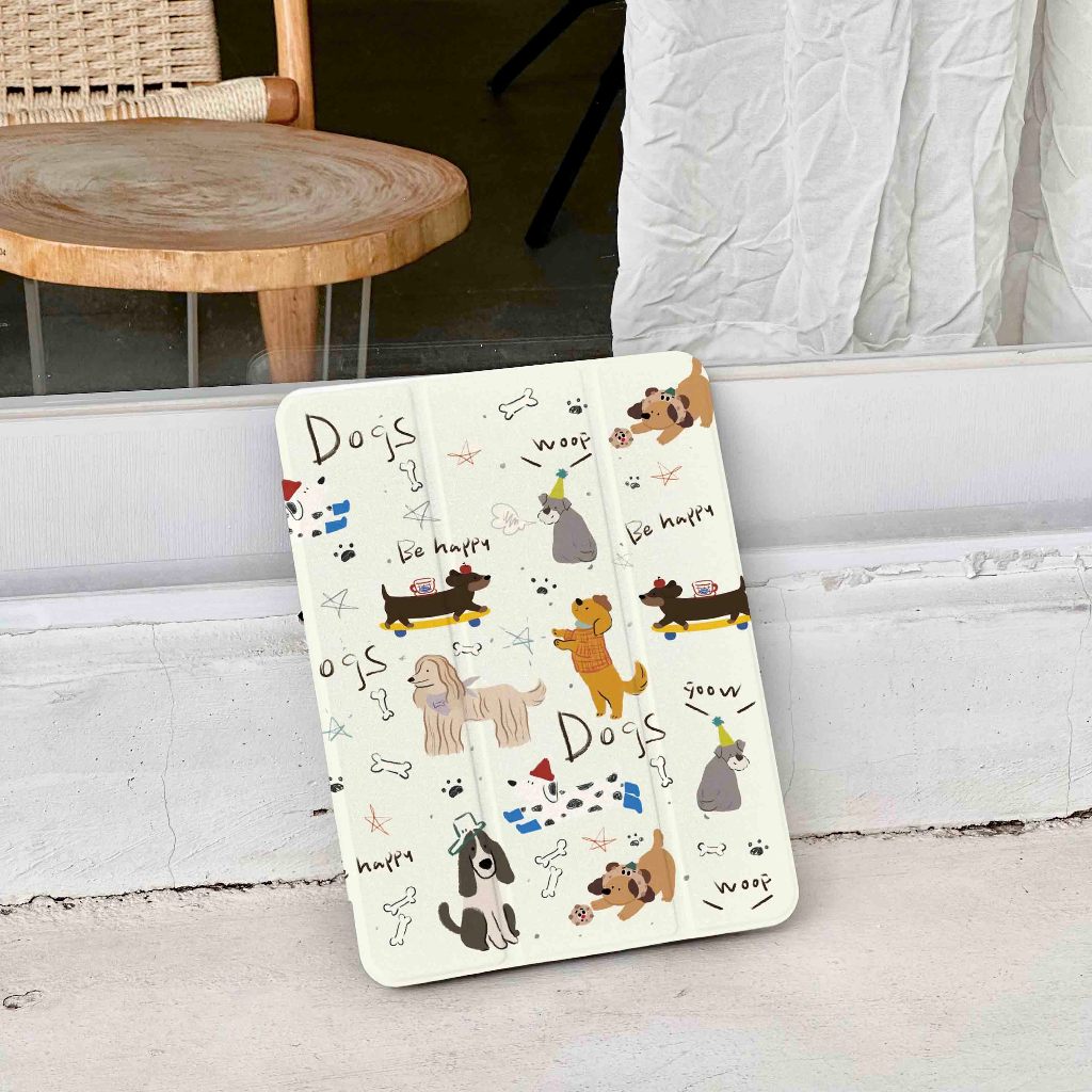 🌼ออกให้ 24 ชม🌼เคส iPad Air7 Air6 Gen10 ที่ใส่ปากกา ลูกสุนัขย้อนยุค เคส iPad Gen11 Gen9/8 Air5/4 10.9