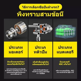 【รับประกัน 10 ปี】ปืนฉีดน้ำแรงดันสูง 23000mAh มีแบต2ก้อน ของแถม16ชิ้น เครื่องฉีดน้ำแรงดันสูง Pressure Washers