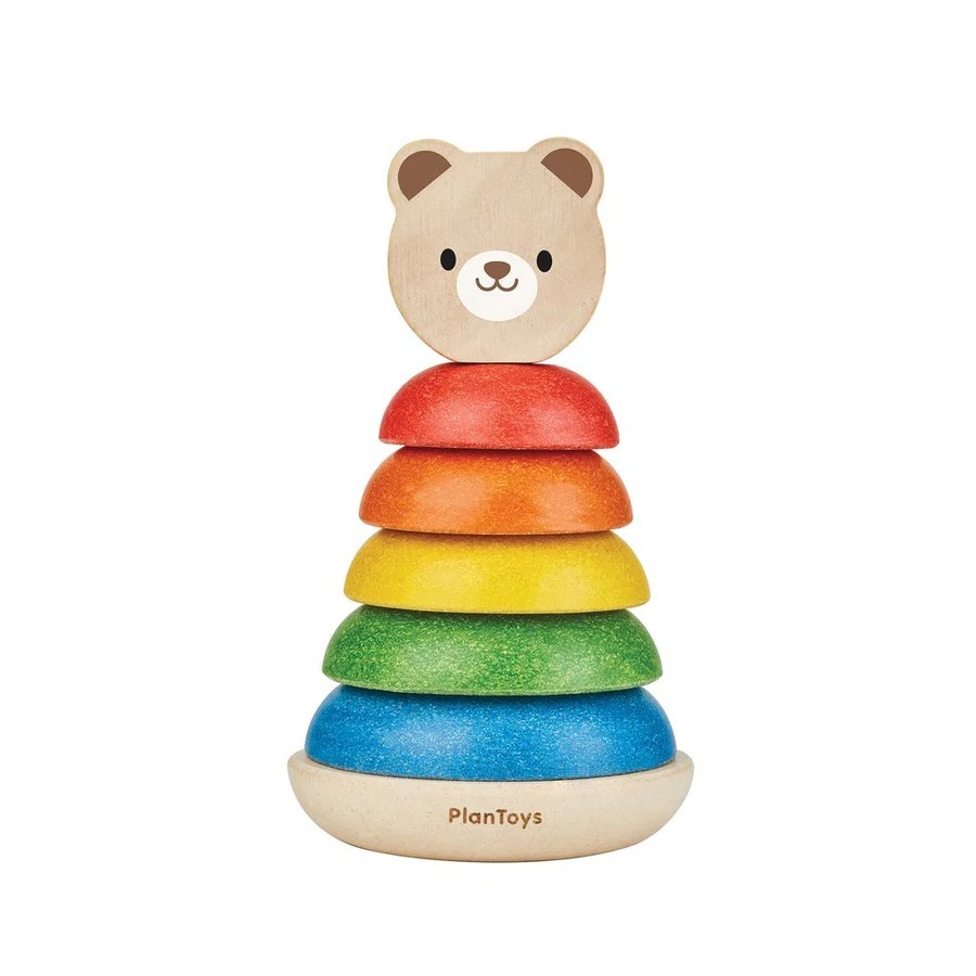 PlanToys ของเล่นไม้ แปลนทอยส์ วงแหวนเรียงซ้อน หมีน้อย STACKING RING BEAR (1y+)