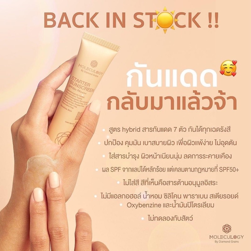แบ่งขายครีมกันแดด MOLECULOGY STARTER SUNSCREEN SPF50+ PA++++