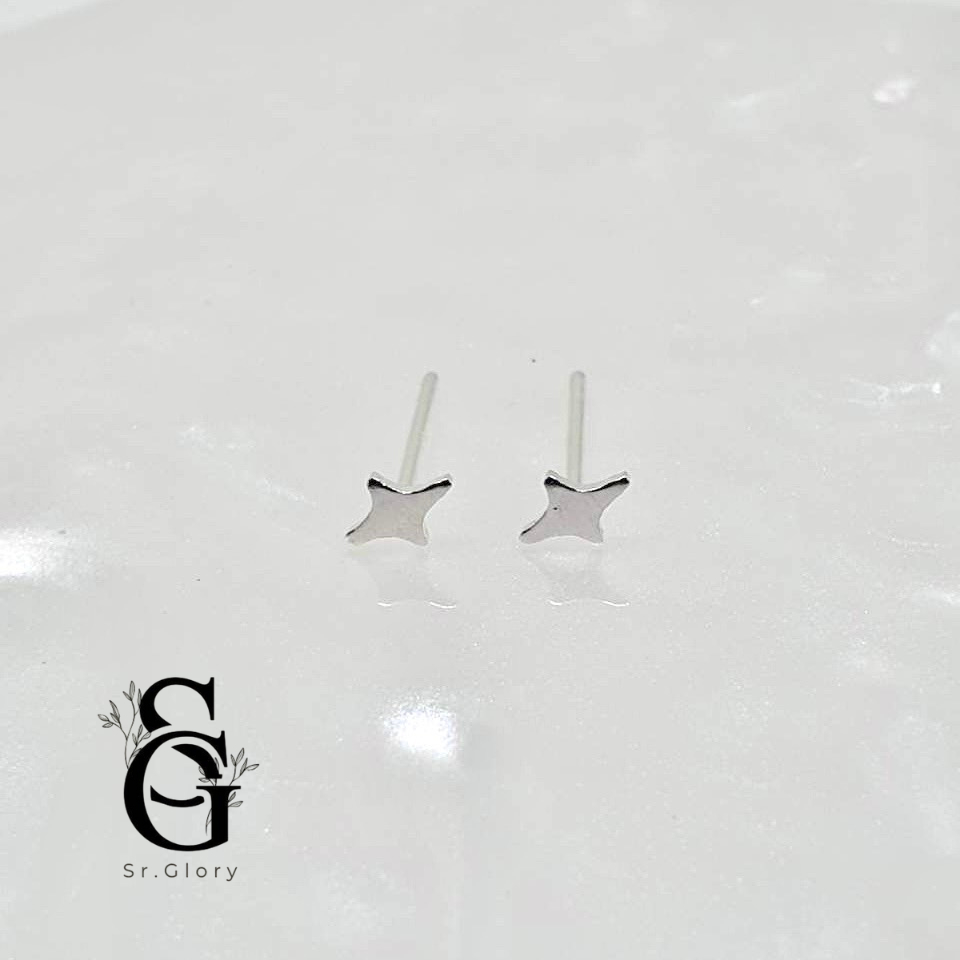 Sr.Glory ต่างหูเงินแท้ 92.5% ต่างหูประกายเงินแท้ทั้งหมด สไตล์มินิมอล  พร้อมแป้นต่างหูเงินแท้