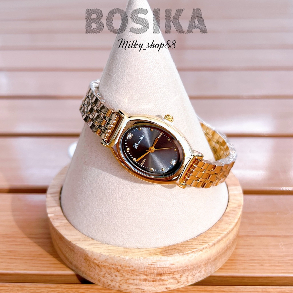 (M57) นาฬิกา BOSIKA รุ่นใหม่ล่าสุด หน้าปัดทรงรี ปัดจุดเพชร ระบบควอช สวยหรู เลดี้ไซส์ ( 5 สี )