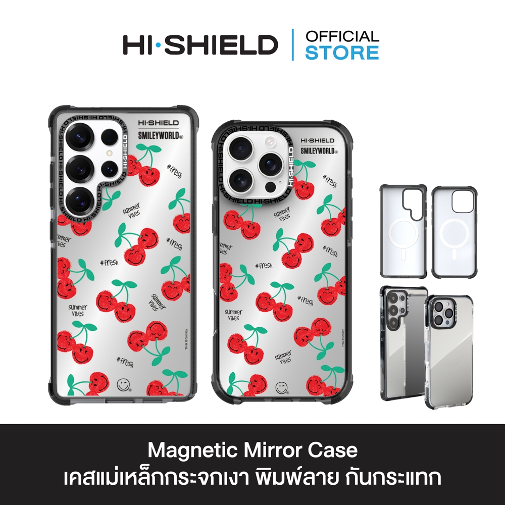 HI-SHIELD Magnetic Mirror Case รุ่น Smiley SW047 - เคสแม่เหล็กกระจกเงากันกระแทก [iPhone15/16/17/S25/S26Ultra]