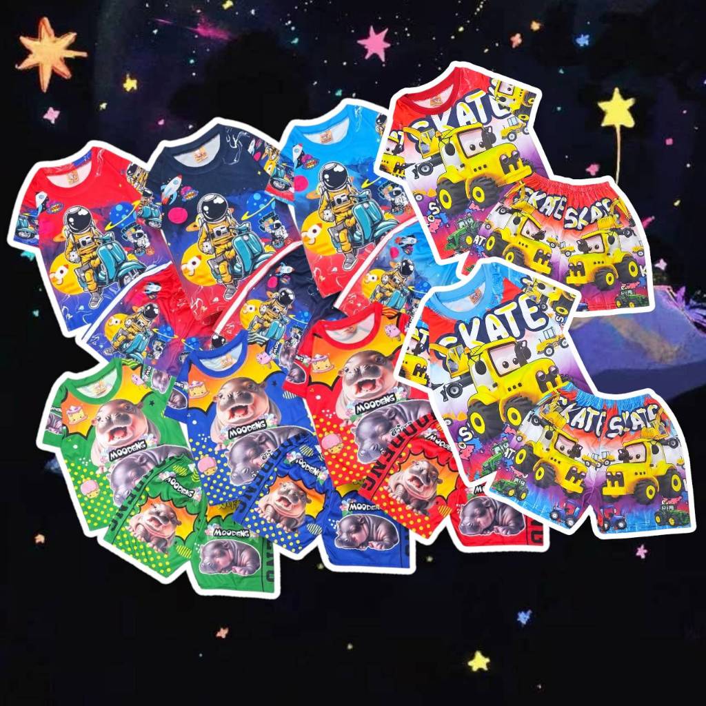 ชุดเด็กผู้ชาย ลายการ์ตูน ผ้าไมโคร สกรีนหน้า-หลัง 1-5 ขวบ ไซส์ 1-12 MIC0014