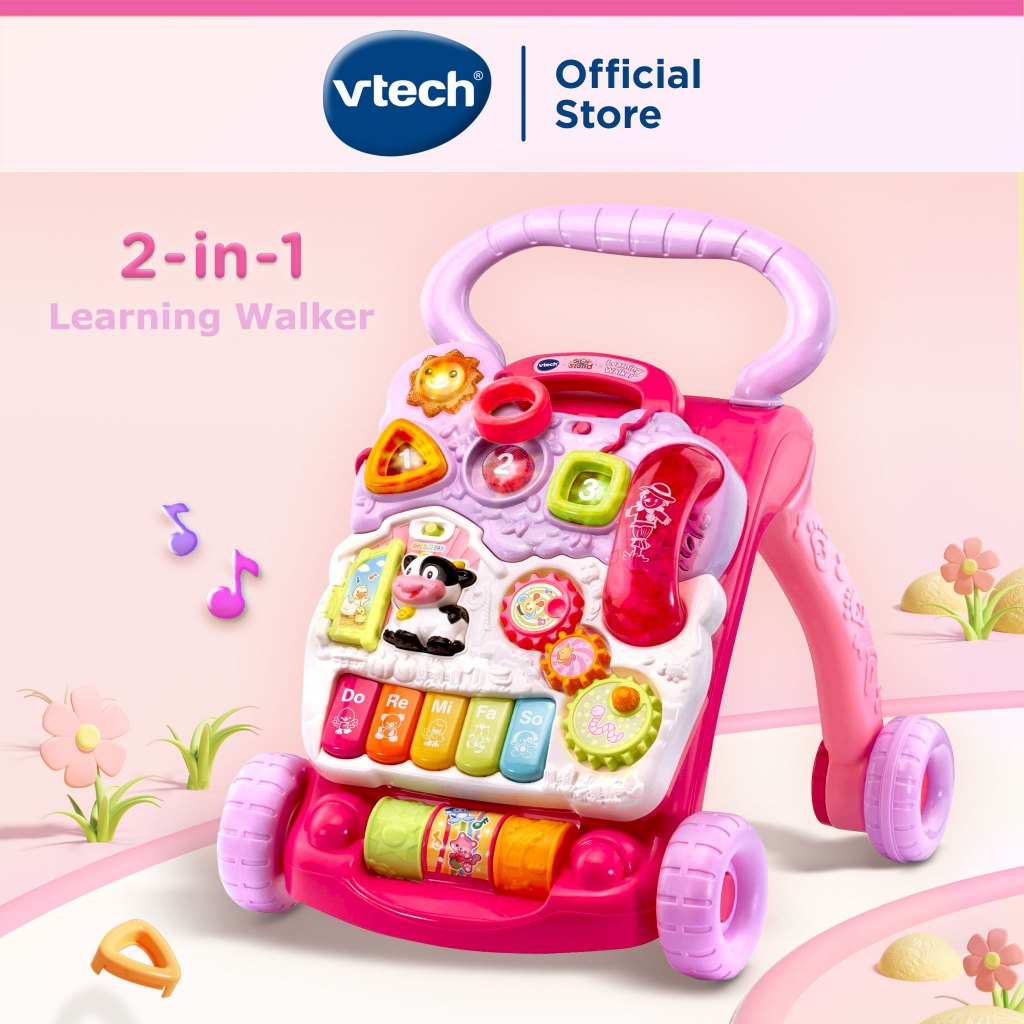 VTech วีเทค รถหัดเดินเด็ก เสียงดนตรี ปรับความเร็วได้ แผงกิจกรรมเรียนรู้ ของเล่นเด็ก 9 เดือน 1 ปี 1.5 ปี Walker (สีชมพู)