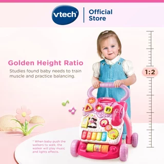 VTech วีเทค รถหัดเดินเด็ก เสียงดนตรี ปรับความเร็วได้ แผงกิจกรรมเรียนรู้ ของเล่นเด็ก 9 เดือน 1 ปี 1.5 ปี Walker (สีชมพู)