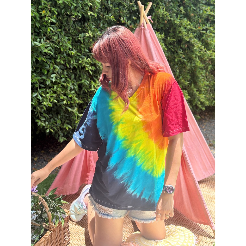 เสื้อมัดย้อมเรนโบว์ผ้าคอตตอนแท้ - รูปที่ 3