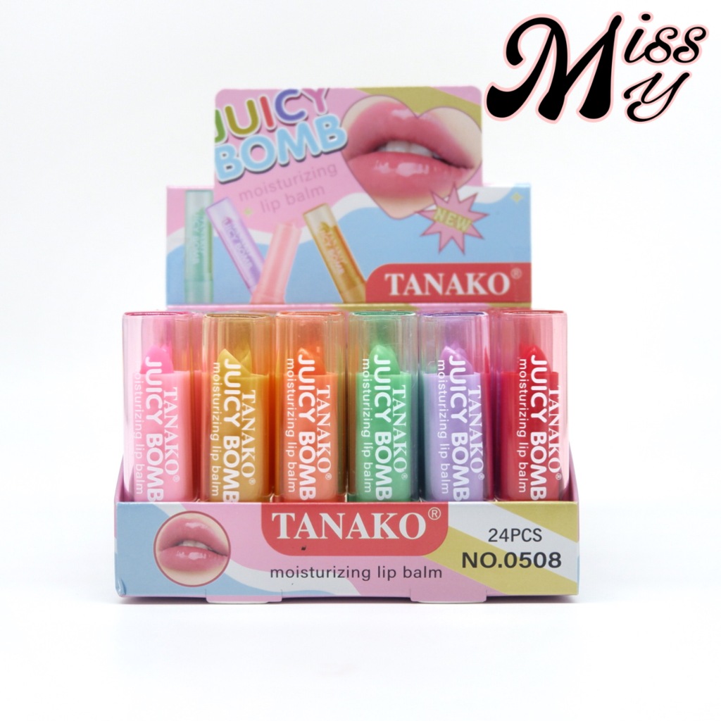 {24แท่ง} TANAKO Juicy Bomb Lip Balm ลิปบาล์มเปลี่ยนสี เนียนนุ่ม ให้ริมฝีปากอวบอิ่ม no.0508