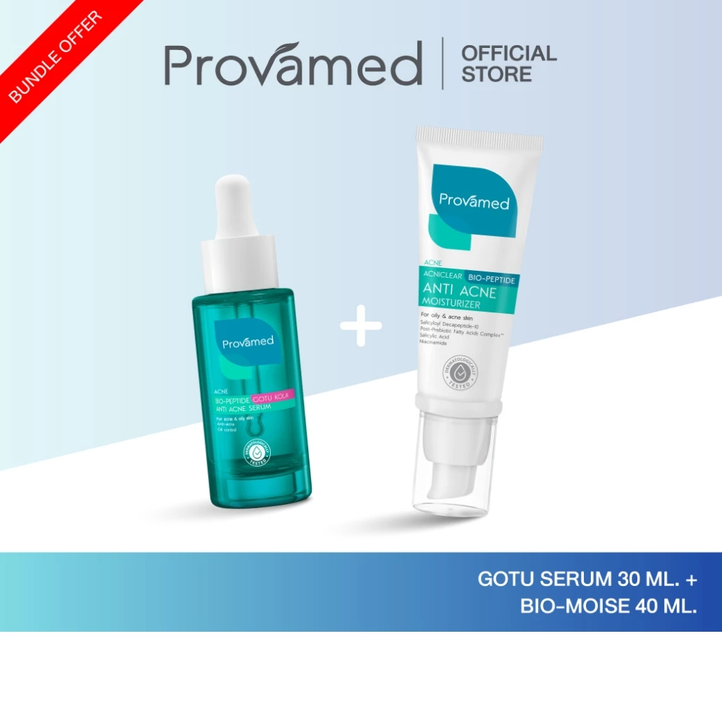 [SET] PROVAMED ACNICLEAR BIO-PEPTIDE ANTI ACNE MOISTURIZER 40 ML, PROVAMED BIO-PEPTIDE GOTU KOLA ANTI ACNE SERUM 30 ML