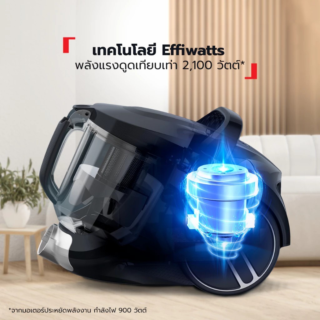 Tefal เครื่องดูดฝุ่นกล่อง รุ่น TW4B75EA 2100W ถัง 2.5L แถมหัวดูดไรฝุ่น ของแท้ ประกันศูนย์