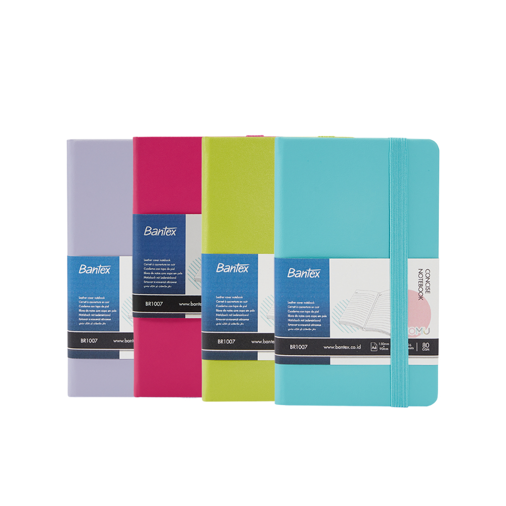 Bantex สมุดบันทึก สมุดโน้ต ปกหนัง  ขนาดA6 96แผ่น 80แกรม สีพาสเทล มีสายยางยืดป้องกันหลุด Notebook