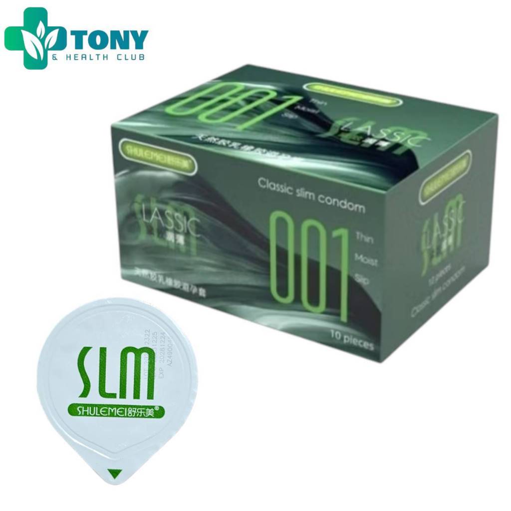 ถุงยางอนามัย เอสแอลเอ็ม คลาสสิค บาง 001 ขนาด 49+2 มม SLM Condom Classic Thin Moist Slip Size 49+2 mm