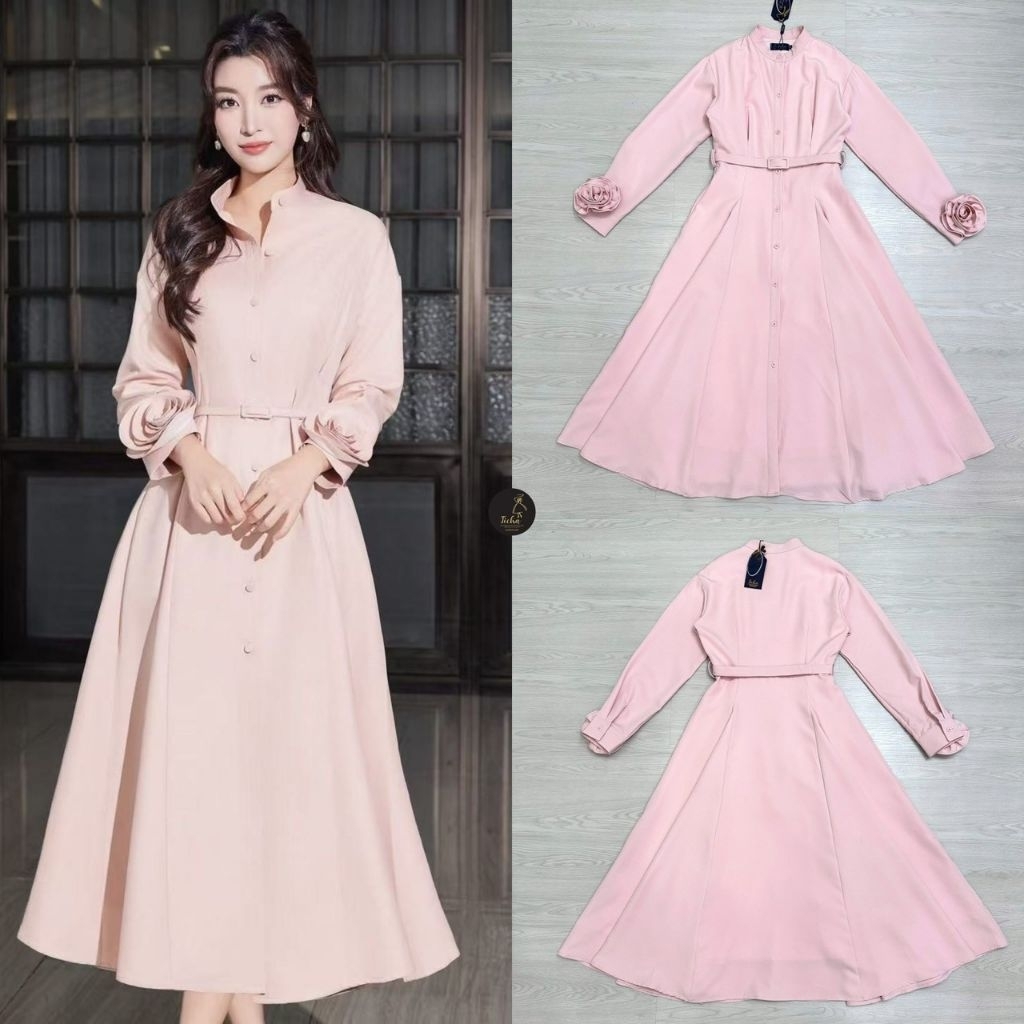 TICHA BRAND : MAXI DRESS PINK SIZE S มือ 2