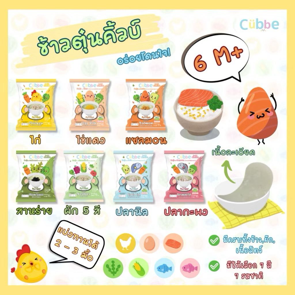 ข้าวตุ๋นคิ้วบ์ Baby Porridge สำหรับเด็ก 6 เดือน+ มีอย ฮาลาล(ข้าวเนื้อสัตว์ผักแบ่งได้หลายมื้อ)ขนาด70g