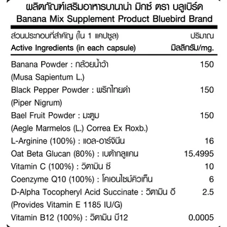 บานาน่า มิกซ์ Banana Mix (ลูกแปลกแม่) ตรา บลูเบิร์ด ขนาด 600 มิลลิกรัม 60 แคปซูล