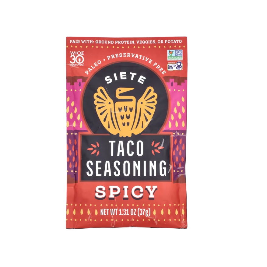 Siete Taco Seasoning Spicy 37g ซีเอเต้ ทาโก้ ซีซันนิ่ง รสเผ็ด Gluten Free