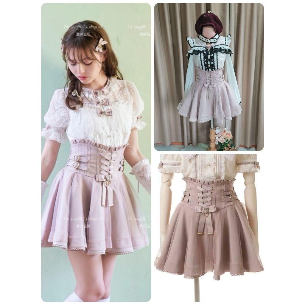 กระโปรงกางเกง แบรนด์ Lizlisa มือ 1 ของใหม่ สีชมพู ประดับเก๋มขัดหัวใจเพชรด้านข้างสวยมากๆ 😘💕แบรนด์ญี่ป