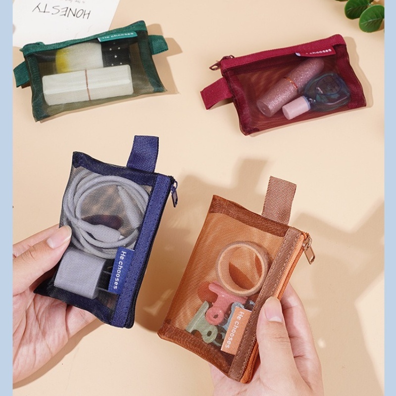 ถุงผ้าตาข่ายสำหรับ กระเป๋าใส่เหรียญนักเรียน กระเป๋าใส่เหรียญพกพา กระเป๋าเก็บหูฟัง กระเป๋าใส่เครื่องสําอาง - รูปที่ 4