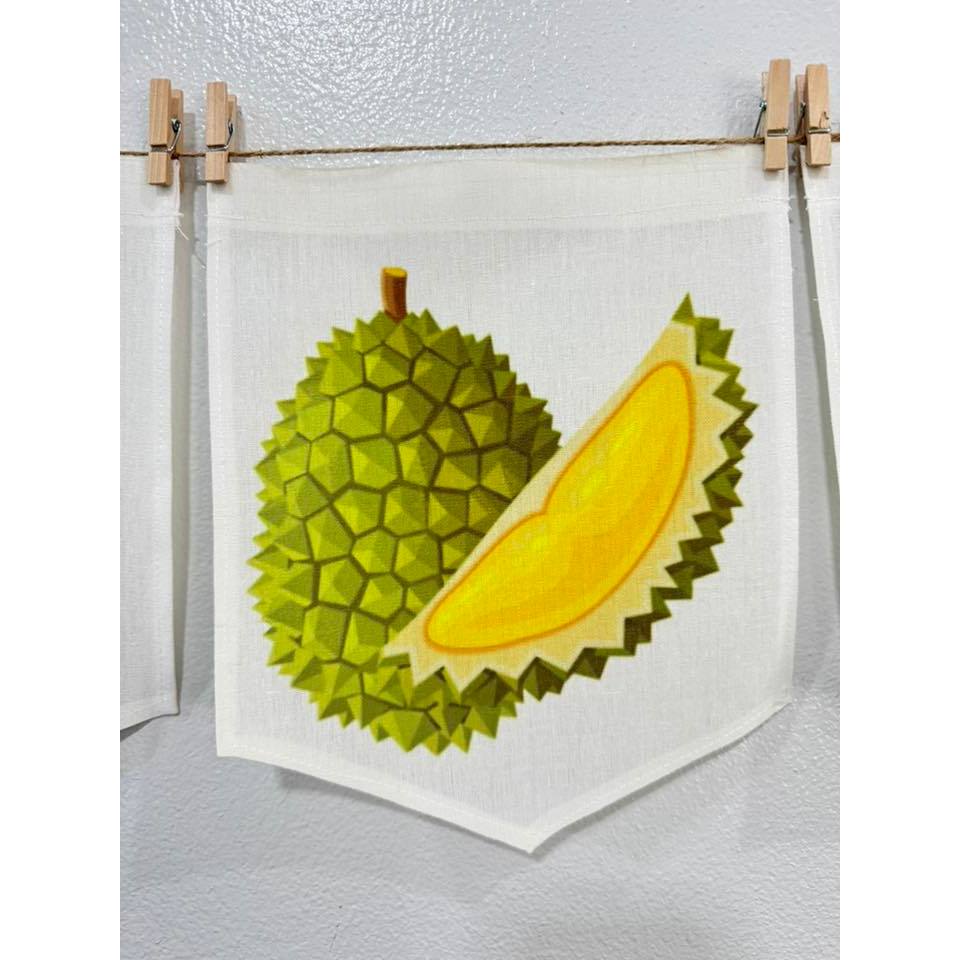 Ks1110 ทุเรียน หมอนทอง ธงราว ผ้าด้ายดิบ ธงร้านค้า ธงตกแต่งร้าน ธงแขวน ธงหน้าร้าน ธงชื่อร้าน ธงแขวน - รูปที่ 7