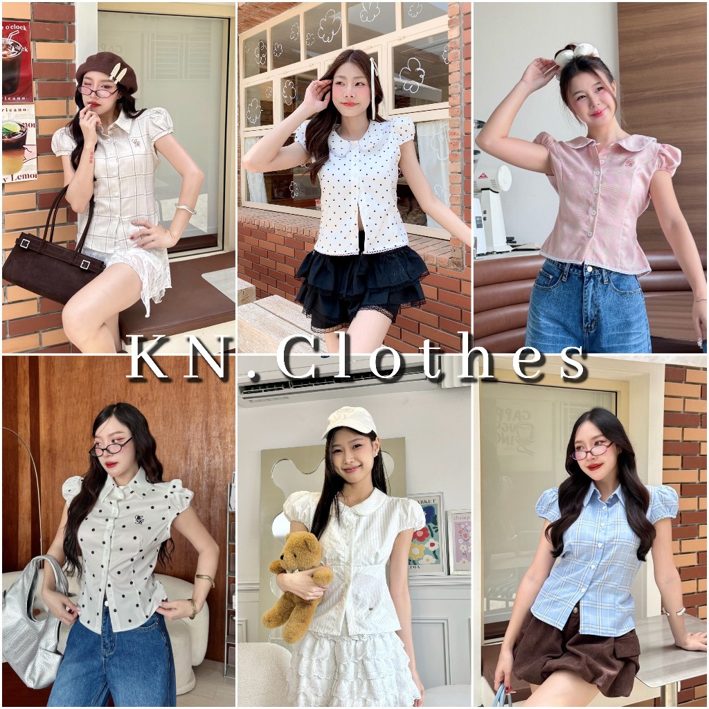 Dreamie top : เสื้อคอบัวผูกหลัง แขนกลีบบัว กระดุมหน้าใช้งานได้ KN.Clothes