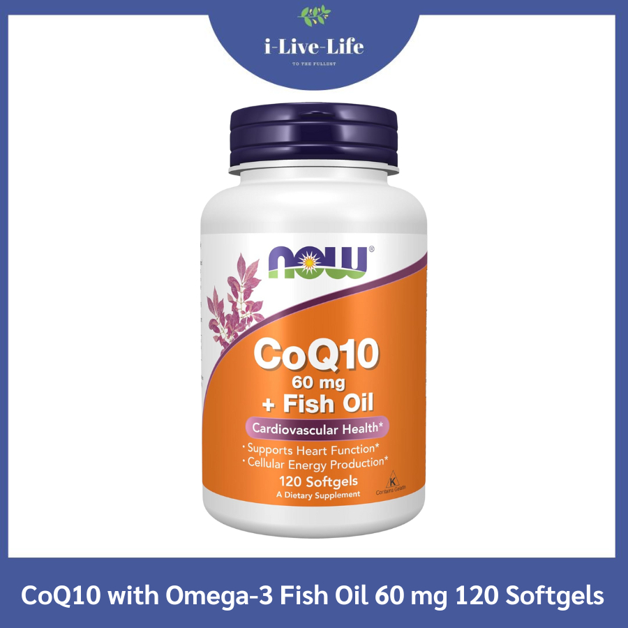 โคคิวเท็น CoQ10 with Omega-3 Fish Oil 60 mg 120 Softgels - Now Foods